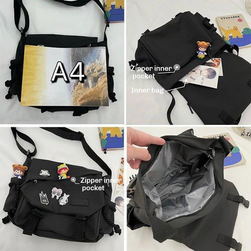 תיקי ניילון תיק כתף קיבולת גדולה תיקי Crossbody לנערות בנות גברים Harajuku שליח תיק תיקי בית ספר לסטודנטים