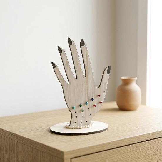 Handvorm Ringhouder, 2D Houten Sieraden Display Stand voor Ringen Ketting, Minimalistische Commode Decoratie, Decoratief Cadeau voor Vrouwen