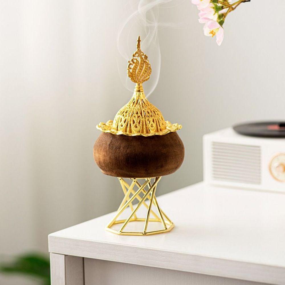 

Metal Craft Middle East Incense Holder Golden Wood Octagonal Aromatherapy Rack Desktop золотий