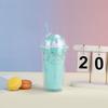 Water bottle Fashion Internet celebrity straw cup Cream Epoxy ice cream ice cream cup Double layer couple plastic water cup with lid