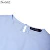 ZANZEA Kvinner Casual Falsk Todelt Chiffon Patchwork Langermet Lang Kjole