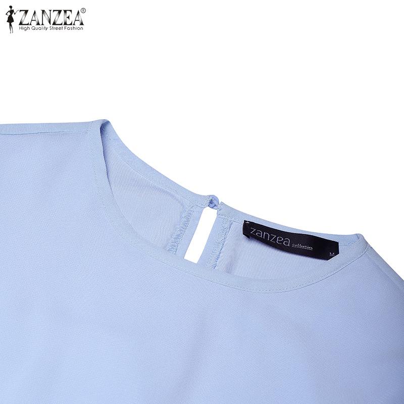 ZANZEA Kvinner Casual Falsk Todelt Chiffon Patchwork Langermet Lang Kjole