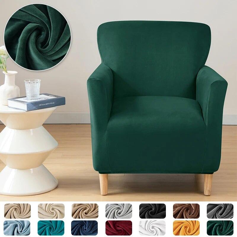 Velvet Armchair Slipcovers Non Slip Square Tub Sofa Cover Soft Couch Cover Furniture Protector For Office Living Room Home Decor
