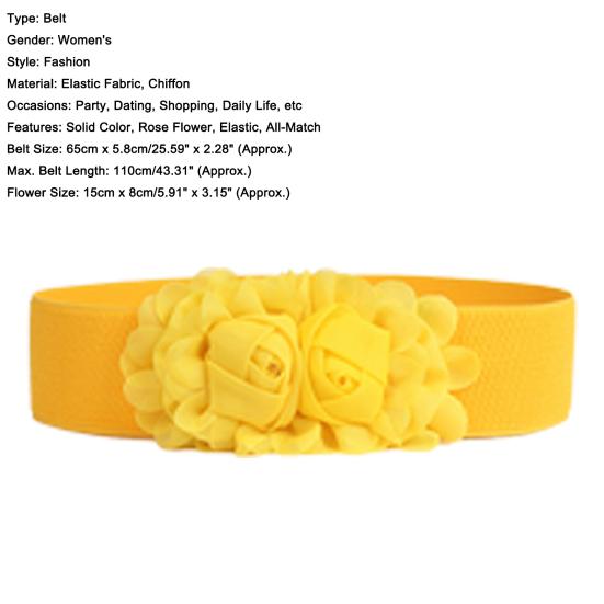 Belt Elastic Double-flower Fabric Wide Elastic Waist Belt for Party