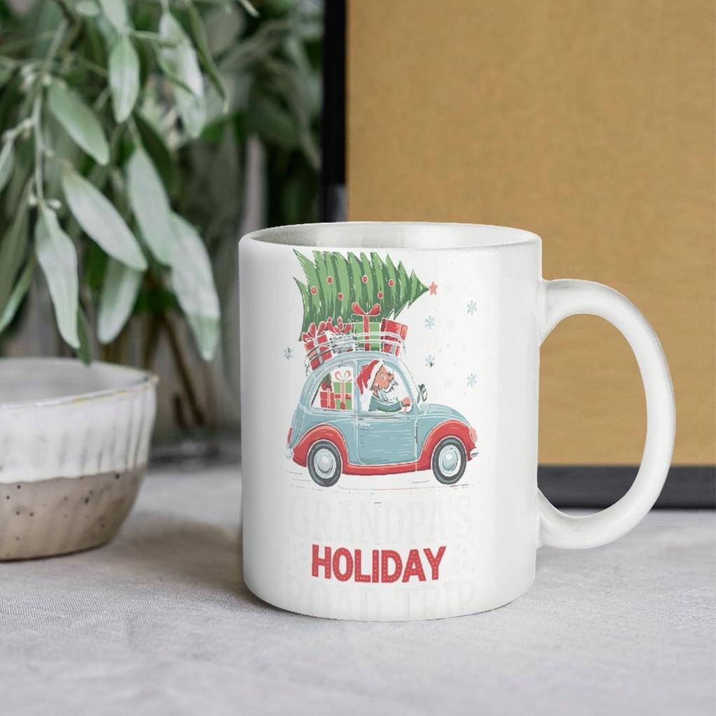 11oz White Coffee Cup with Glossy Printed Finish on Both Sides, Durable Ceramic Build for Hot Drink Breaks and Kitchen Use