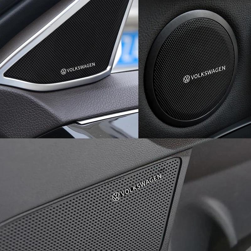 For VW 4Pcs Car Audio Speaker 3D Aluminum Emblem Logo Sticker Decal For Volkswagen VW GTI Polo Golf Passat Tiguan Arteon CC Taigo Jetta