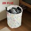 Laundry Basket - 1pc 2D Flat Pink Floral Print Round Dirty Clothes Basket - Foldable And Portable, Laundry Basket, Clothes Storage Basket, Home Organi