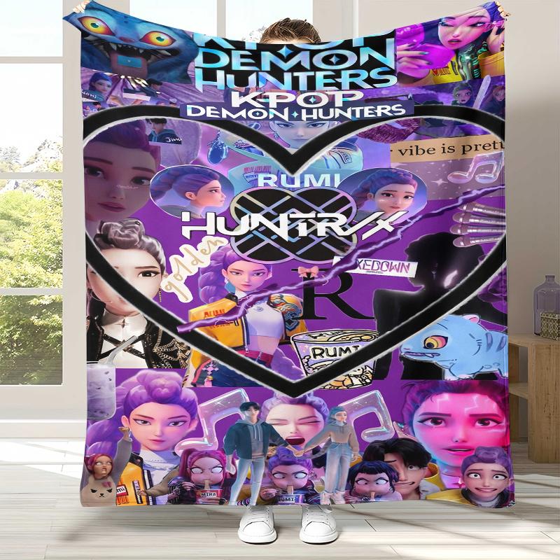 K-Pop Demon Hunters Golden Saja Boys Coperta di Flanella, Coperta in Peluche Ultra Morbida e Calda per Casa Camera da Letto Letto Divano Copertura Ufficio Picnic