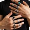 KunJoe Gothic Skull Claw Cross Ring Set for Men Vintage Silver Color Adjustable Open Rings Male Female Skeleton Spider Punk Jewelry Finger