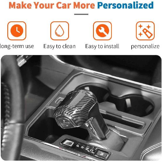 JeCar Carbon Fiber Shifter Knob Cover Trim for 2021+ Ford F150 Interior Accessories
