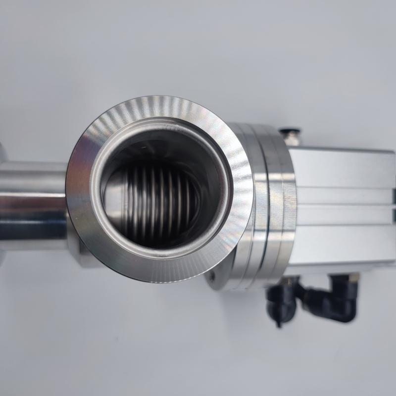 KF Vacuum Pneumatic Flapper Valve L Type GDQ High Vacuum Angle Valve KF16 KF25  220V and 24V