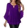 Women's Elegant Ruffled Shiny Stamped Seven-Sleeve Double Layer Mesh Top
