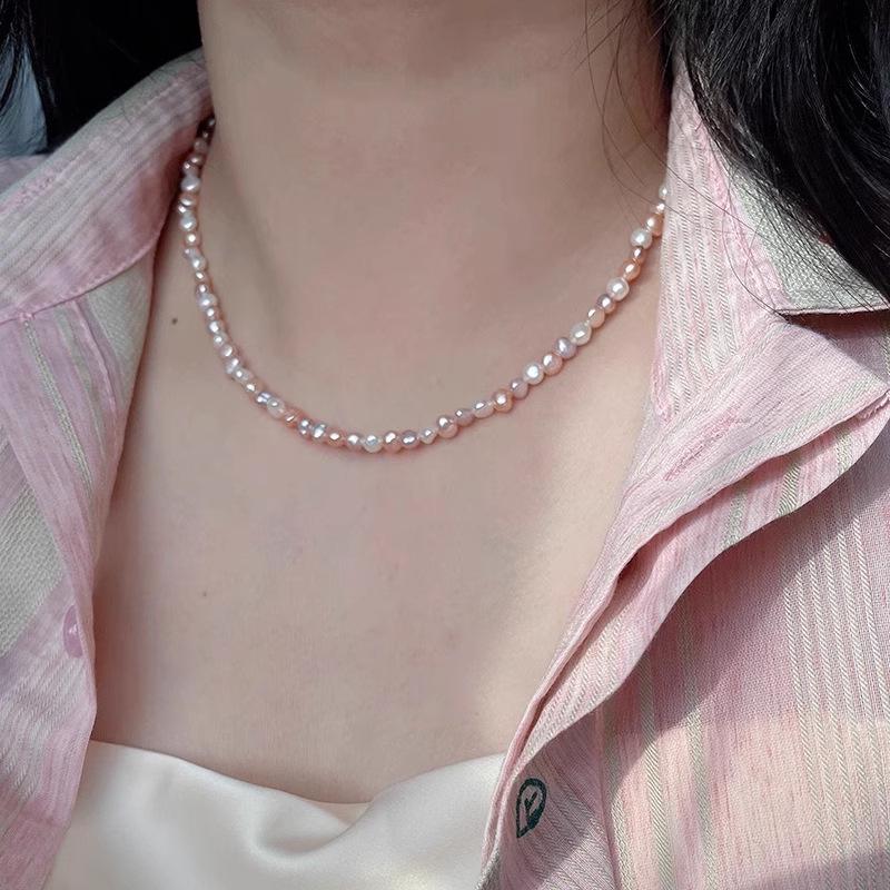 Sterling Silver Dopamine Candy Color Freshwater Baroque Pearl Women's Necklace