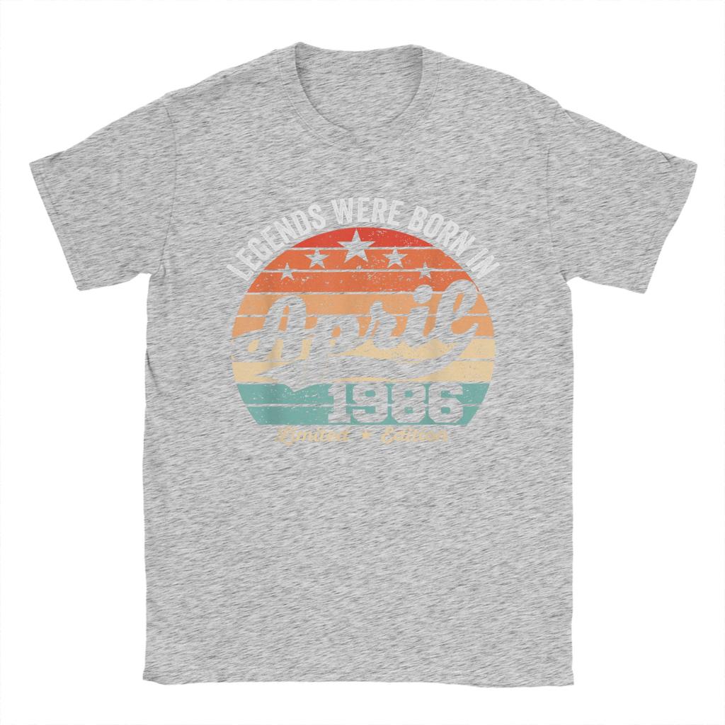 Mens TShirts Vintage 40th Birthday Legends Were Born In April 1986 Cotton Tee Shirt Short Sleeve T Shirts O Neck Tops Classic