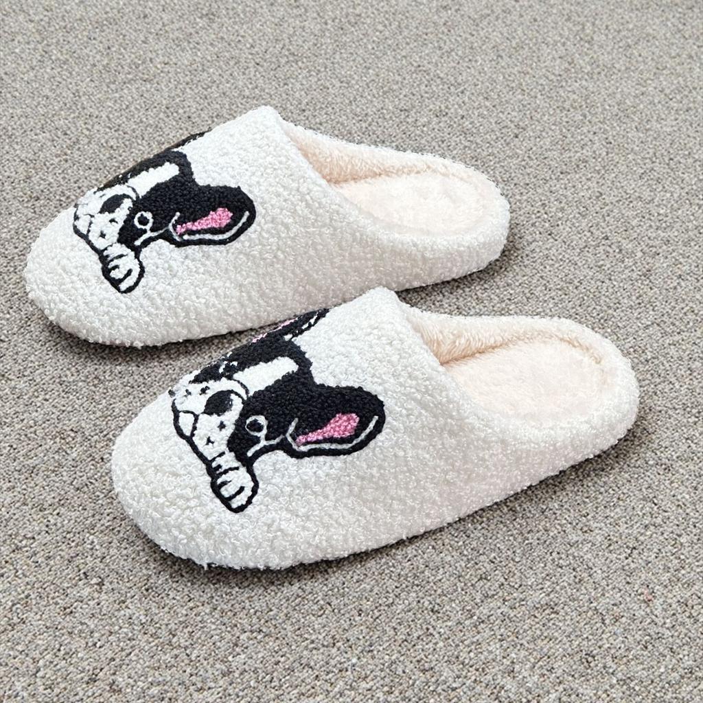 Fashion Platform Fluffy Slippers Women House Plush Cartoon Dog Designer Winter Shoes Girls Flats Home Fashion Casual zapatos de mujer