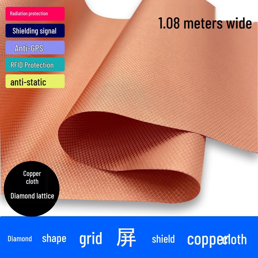Copper Rhombus Grid RFID/EMF Shielding Fabric for Radiation and GPS Interference Protection