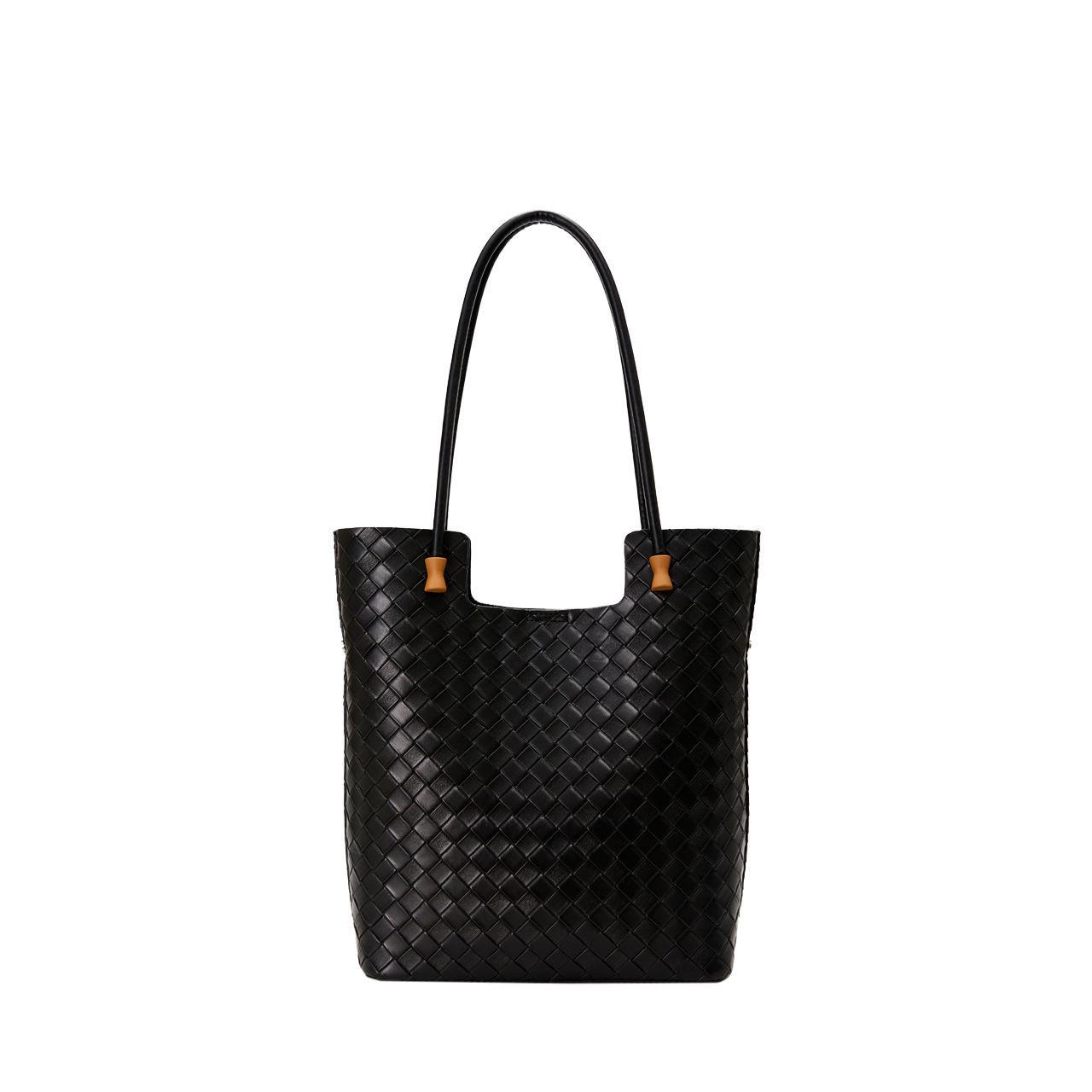 2025 Женская Роскошная Плетеная Сумка-Тоут Большой Вместимости - Сумка на Плечо в Стиле Коммьютер