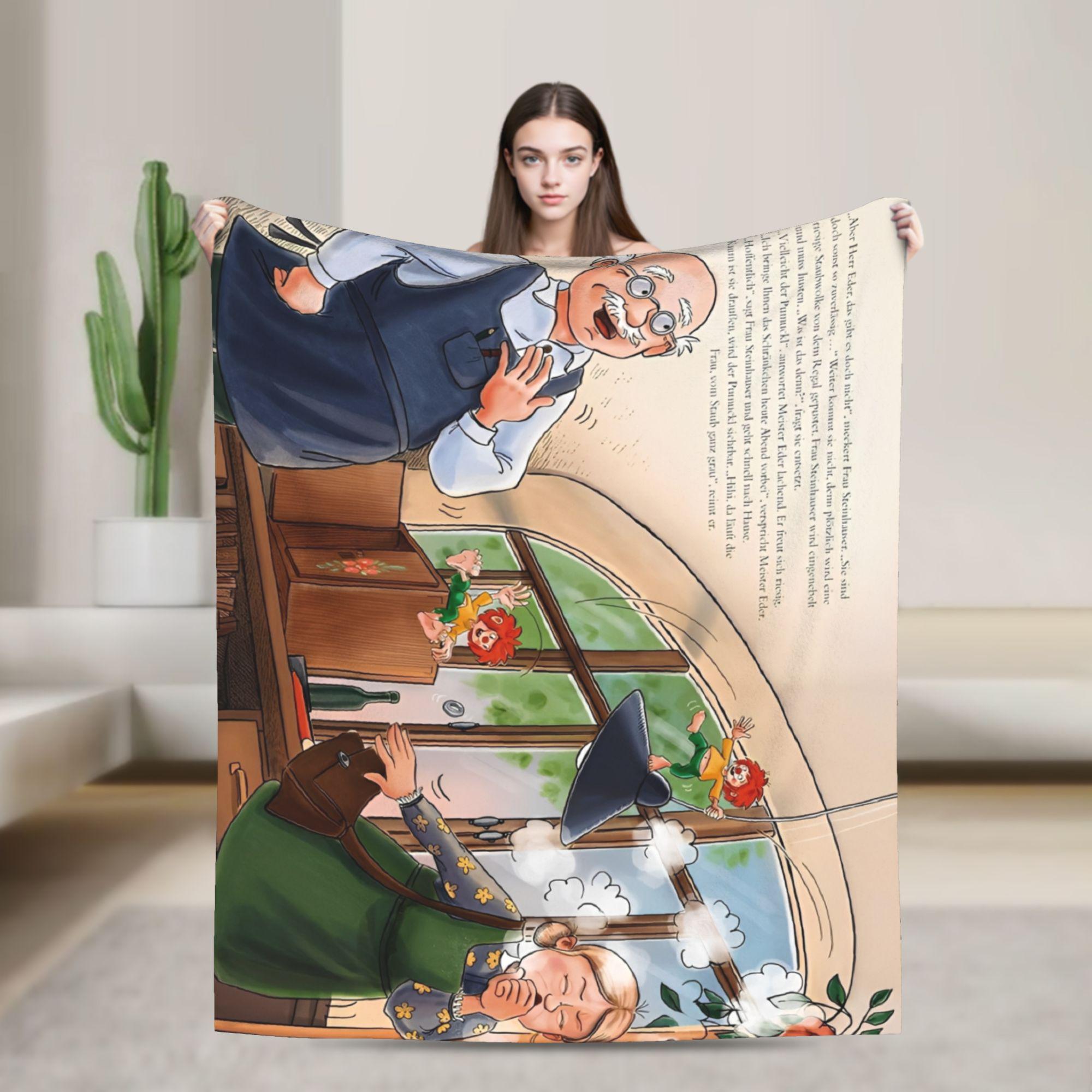 

Pumuckl Cute Elf Fairy Blankets Fleece Autumn Winter Anime Cartoon Portable Ultra-Soft Throw Blankets for Home 30x40in