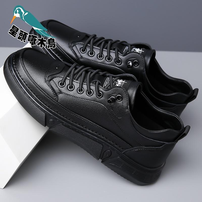 Star-headed woodpecker men's shoes new breathable business dress British casual black men's shoes