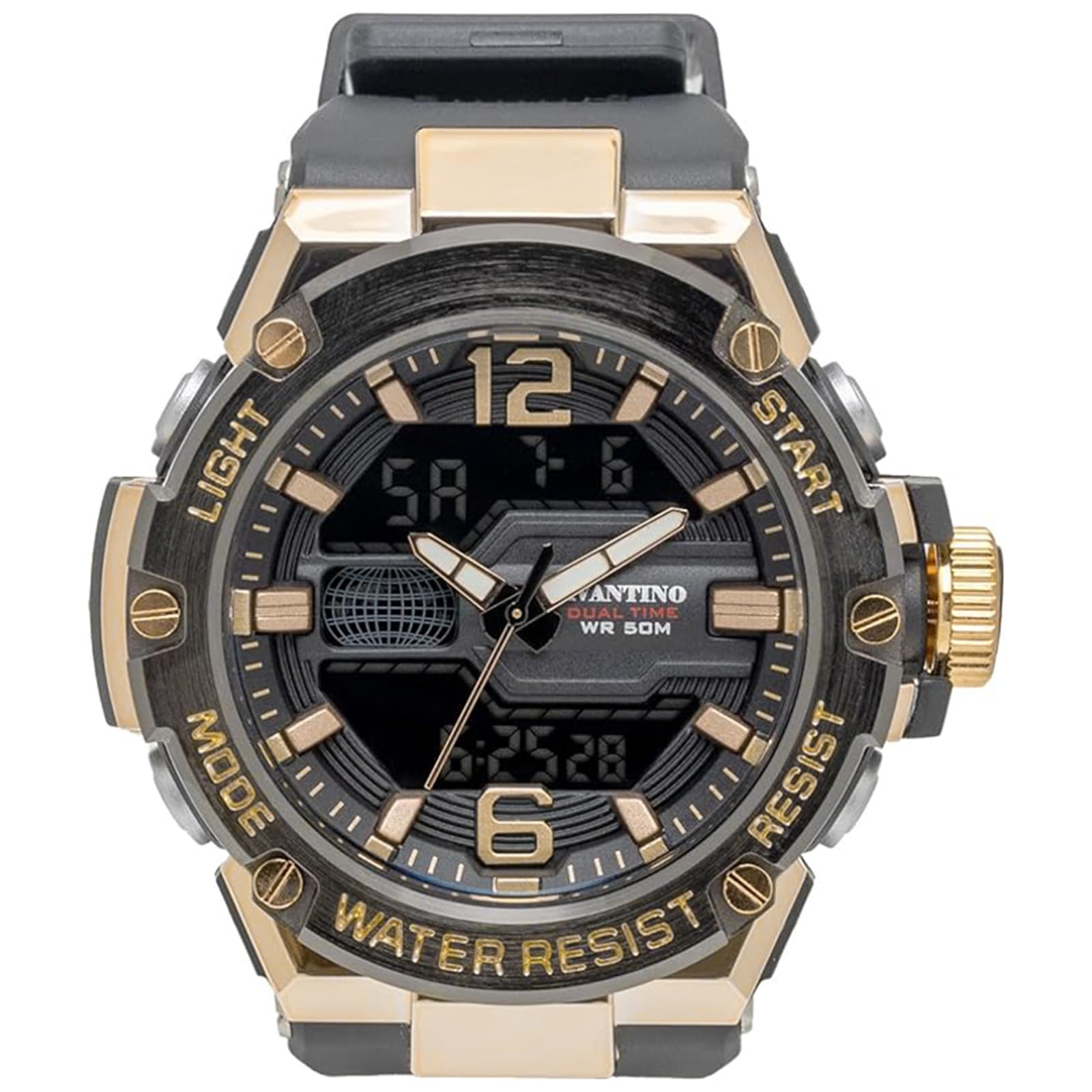 

[Clefer] Digiana Men s Watch Battery Operated Urethane Belt Avantino Black AV-AD390-BK