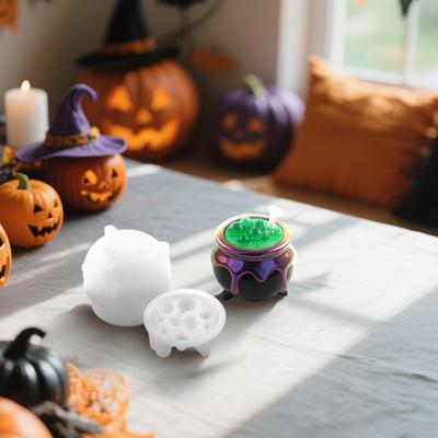 Moule Chaudron de Sorcière, Moules en Silicone d'Halloween, Moules en Résine Époxy Chaudron Fabrication d'Artisanat Bougie Savon Décorations d'Halloween