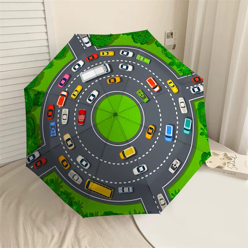 

1PC roundabout traffic Umbrella-8-Rib Reinforced, Automatic Open, Lightweight & Durable, Fashion Accessory for Outdoor-L0326