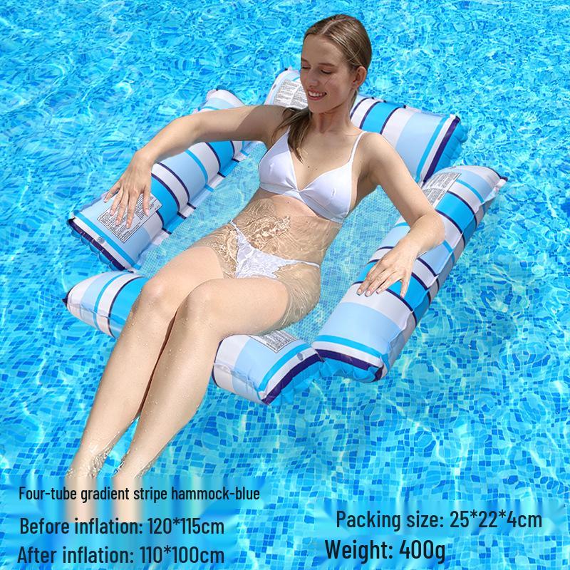 Tumbona Flotante Inflable Plegable Transfronteriza con Respaldo y Malla