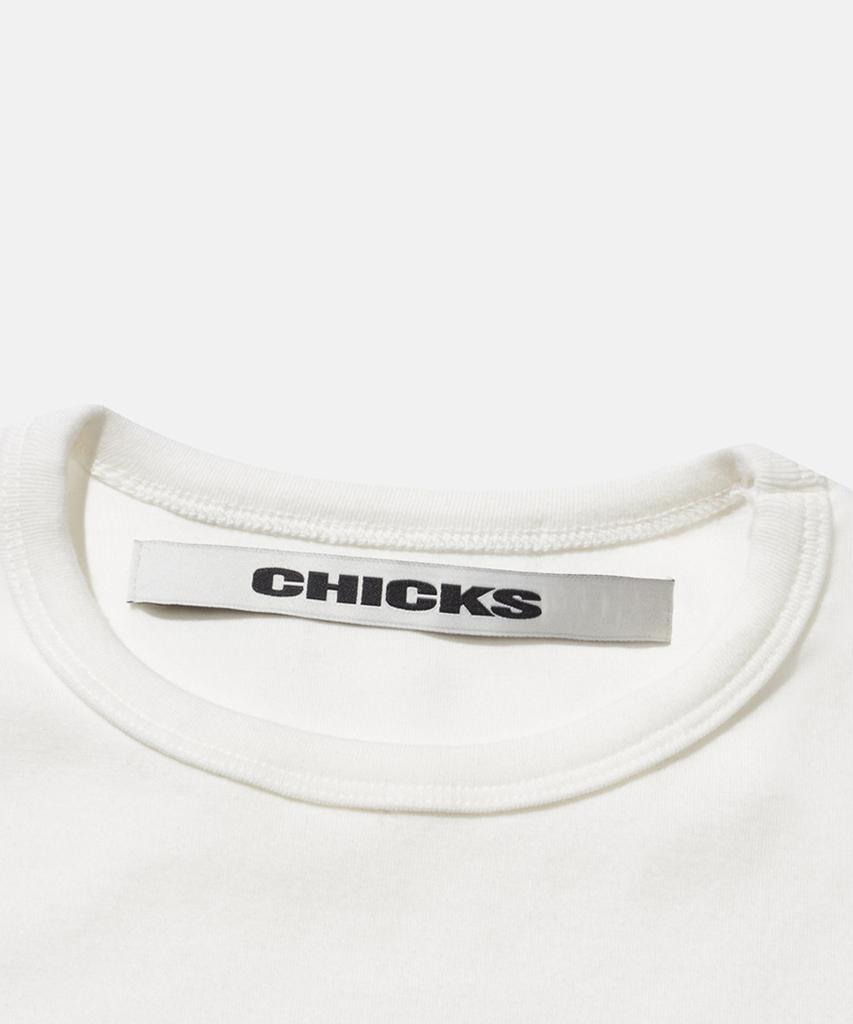 CHICKS Black Ribbon Crop Short Sleeve Tee White
