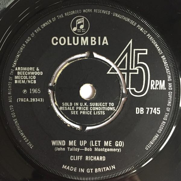 

7inch Record CLIFF RICHARD Wind Me Up Let Me Go DB7745 Columbia 1965 UK Rock Used
