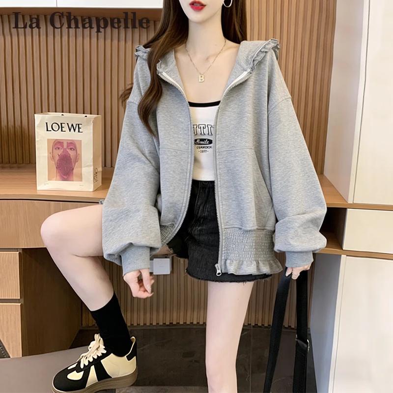 La Chapelle Women s Lace-Edged Cardigan Sweatshirt L