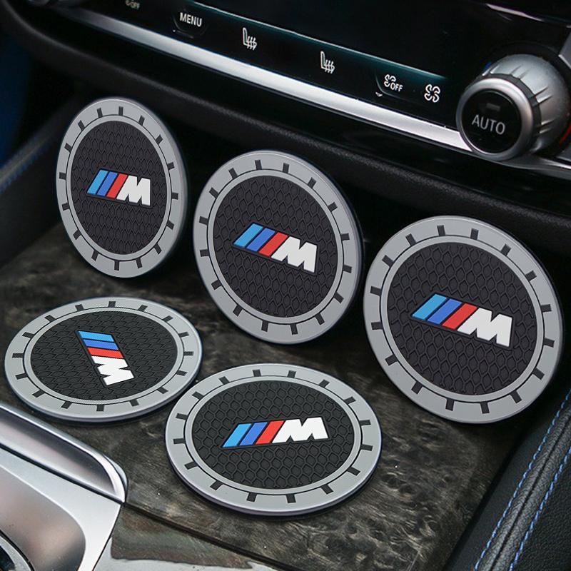 Heiß 2025 2 Stück Auto-Getränkehalter-Flaschenhalter Anti-Rutsch-Pad Wasserdichte Matte für BMW M E46 E39 E90 E36 E60 E34 E30 F30 G20 X1 X2 X3 X5