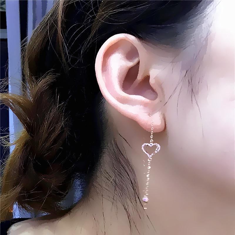 Purple Gold Simple Temperament Heart-Shaped Ball Color Gold Plated Rose Gold Exquisite Earrings