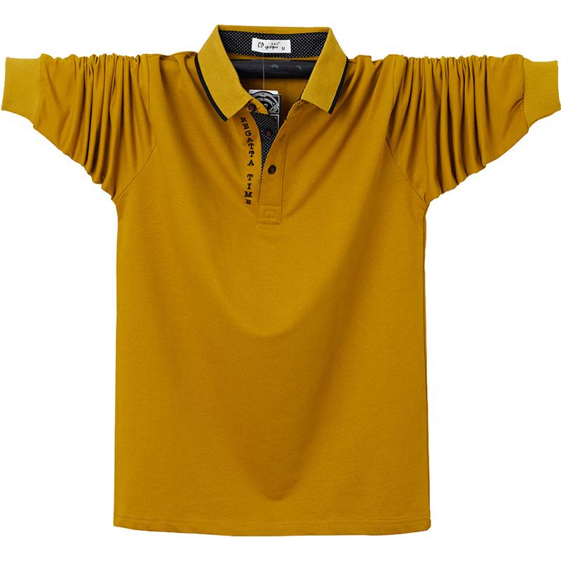 Extra Large Men's Long Sleeve Polo Shirt - Turn-Down Collar, Plus Size, Loose Fit, Business Style
