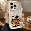 Phone Case: 2D Flat Design Suitable for iPhone 18 17 16 15 14 13 Pro, Unisex, Little Pumpkin Head Witch, Christmas and Halloween Gift