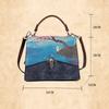 Johnature Vintage Genuine Leather Landscape Print Flap Bags For Women Retro Handbag Cowhide Shoulder & Crossbody Bags