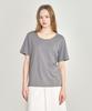BASIC HOUSE Women'S U-Neck Oversized Stretch Short Sleeve T-Shirt Dark Gray Lats0210