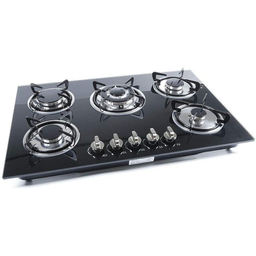 30x20 inches Built in Gas Cooktop 5 Burners Gas Stove Cooktop Tempered Glass Cooktop Gas Hob For Kitchen