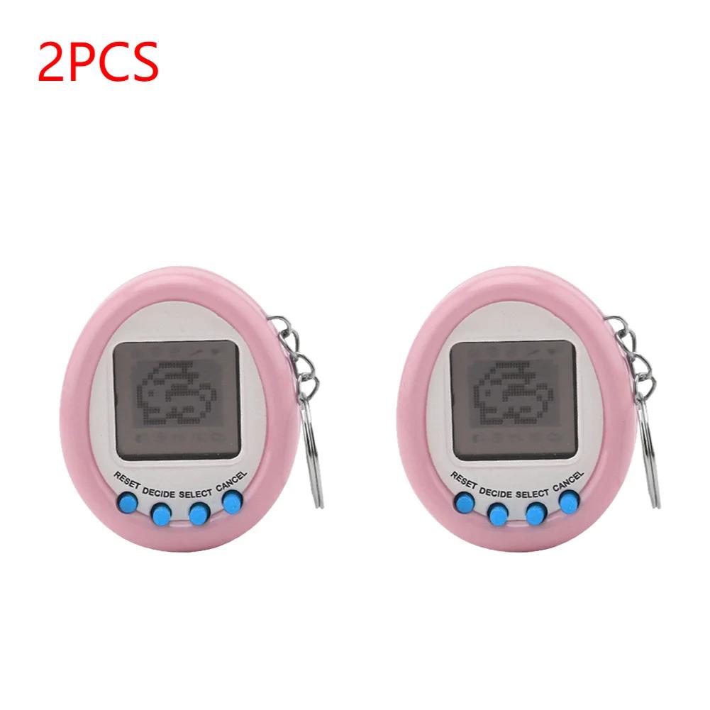 2PCS Macaron Mini Electronic Pet Machine Virtual Pet Tamagotchi Toy With Keyring Virtual Cyber Toy For Kids Birthday Gifts