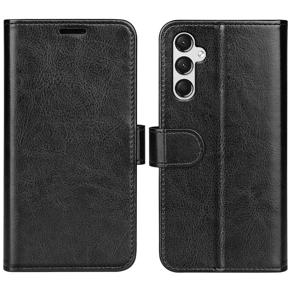 

For Samsung Galaxy A25 5G (Global) (161.0 x 76.5 x 8.3mm) Case Slim-Fit PU Leather Shell Crazy Horse Texture Phone Cover Black