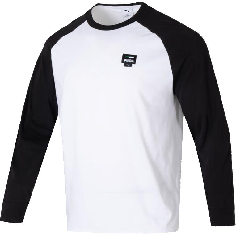 

Puma Color Block Raglan Long Sleeve T-Shirt Men Tops Black White 631251-02 S