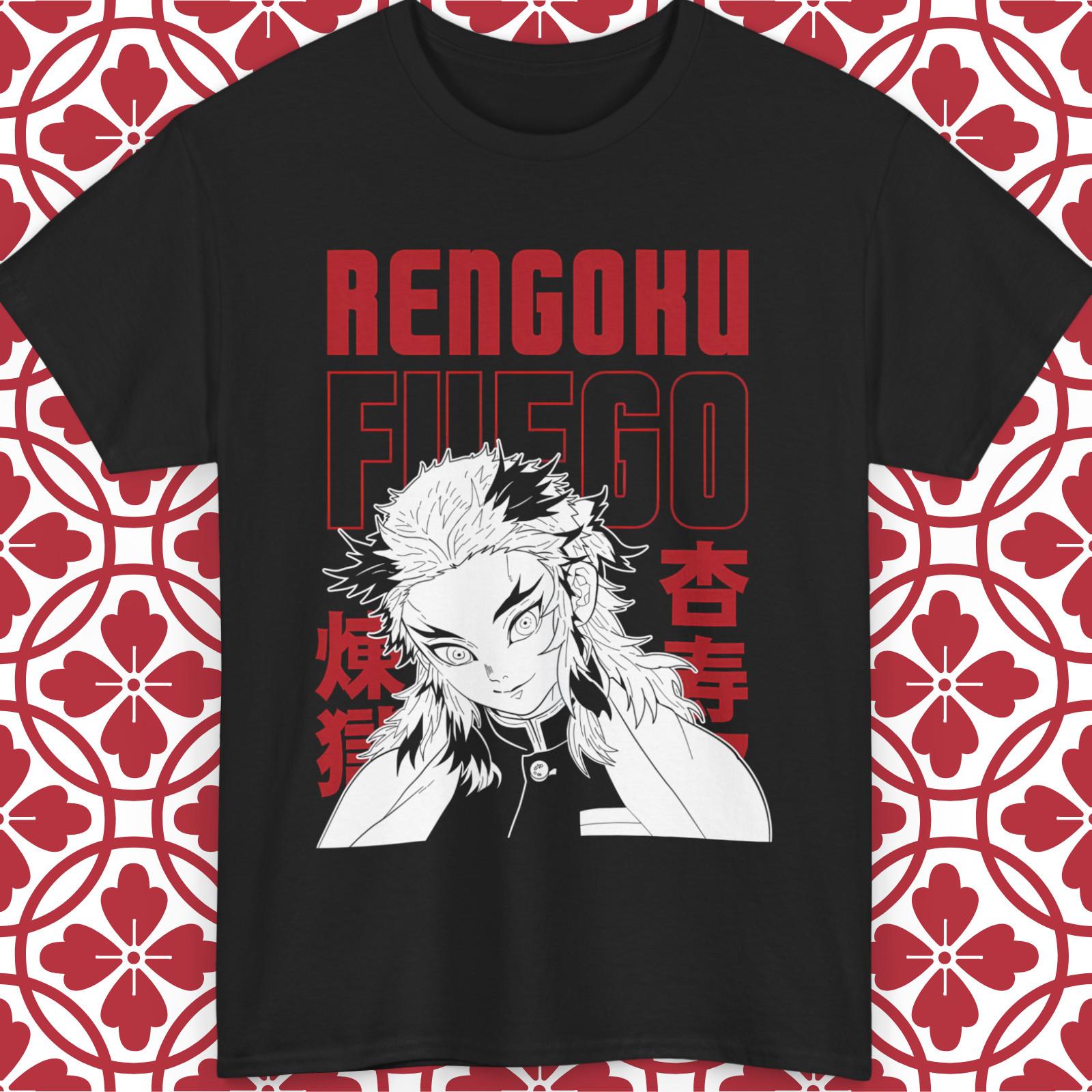 

Rengoku Fuego T-Shirt Mens Womens Tees Top Demon Slayer Anime All Sizes Graphic Unisex Tee S-5XL XL