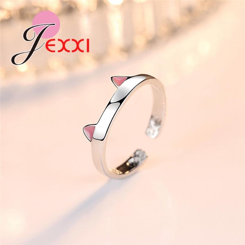 New Arrival Simple High Quality Cute Cat Ear Real 925 Sterling Silver Open Ring For Women Girl Fashion Jewelry Gift