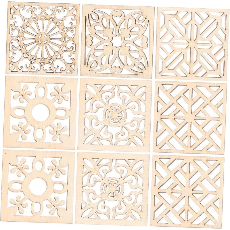 20pcs/lot Flower Frame Cutouts Floral Wood Slices Wood Flower Slices Craft Wood Slices Scrapbooking Cutouts Ornament Crafts