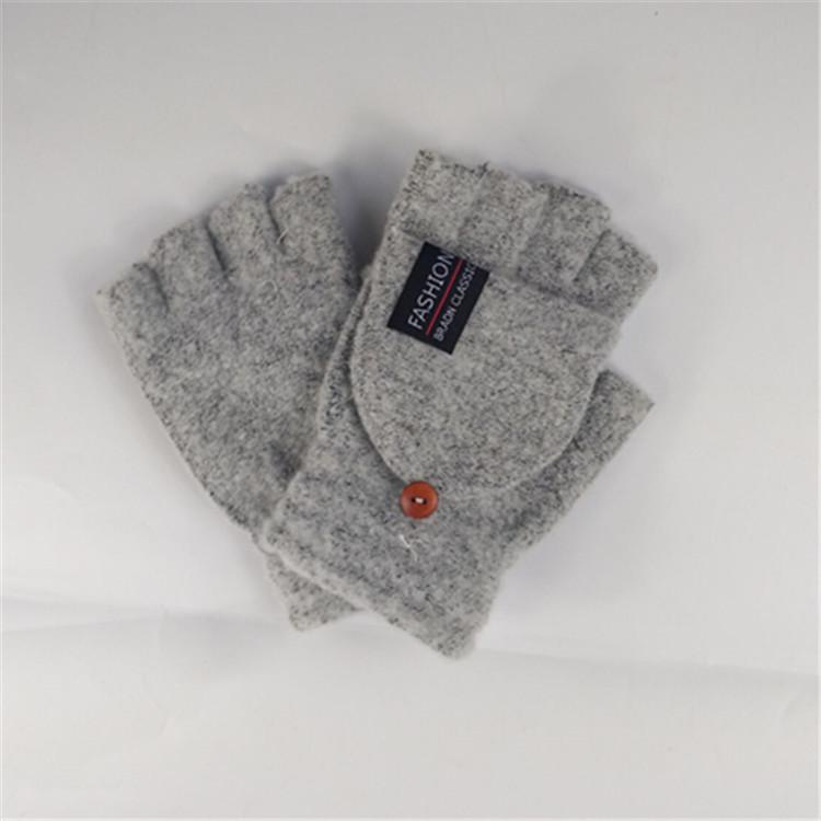 Korean Style Winter Fingerless Woolen Flip-Top Gloves for Outdoor Cycling and Writing