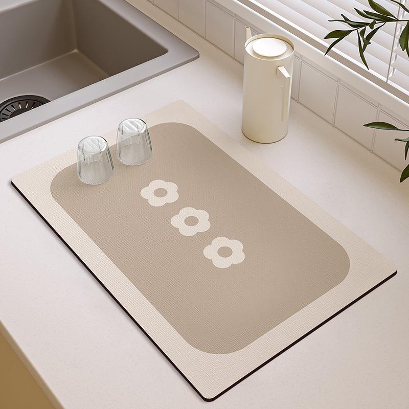 Small Fresh Kitchen Countertop Mat Dirt Resistant Heat-resistant Heat-insulating Pad Water Absorbing Quick Drying Anti Slip Pad