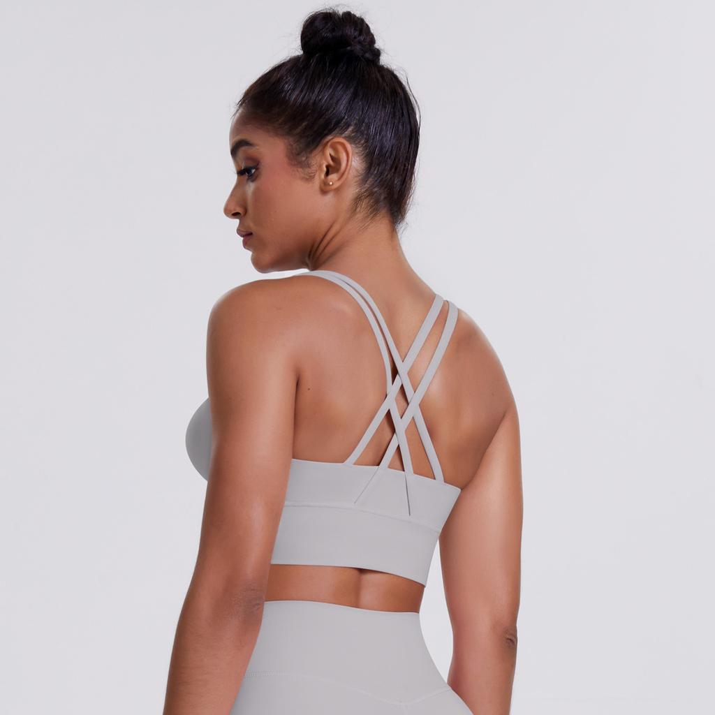 Cloud Feeling Brushed Cross Back Sports Bra, Casual Running, Shockproof Fitness Vest, Yoga Clothes For Women