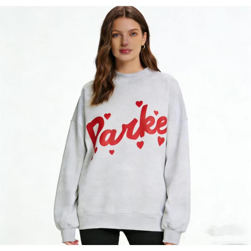2026PARKE Embroidered Slimming Cotton Casual Pullover Sweatshirt Jacket