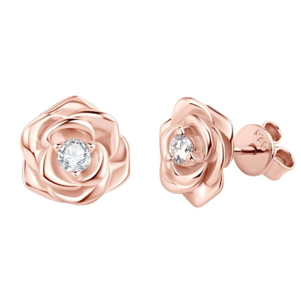 

Серьги-гвоздики из розового золота с муассанитом для женщин, стерлингового серебра 925 пробы, 3 мм, серьги-гвоздики с цветком розы и бриллиантами, ювелирные изделия в подарок