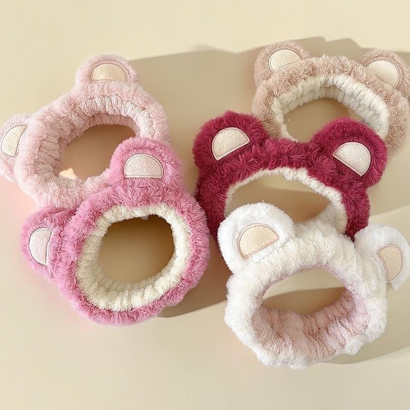 Plush Non-Slip Cartoon Cute Headband & Strawberry Bear Hair Clip Set