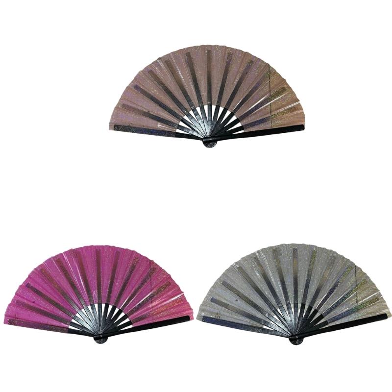 Foldable Shimmering Party Fan Decorative Wood Frame Handheld Fan For Festivals Celebration Stage Performances Parties